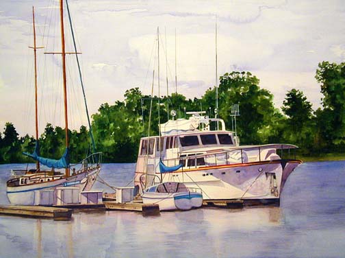 A watercolor painting of a boat by Terri Meyer