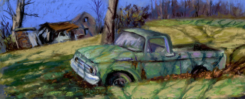 A pastel painting of a F100 Ford Truck by Terri Meyer