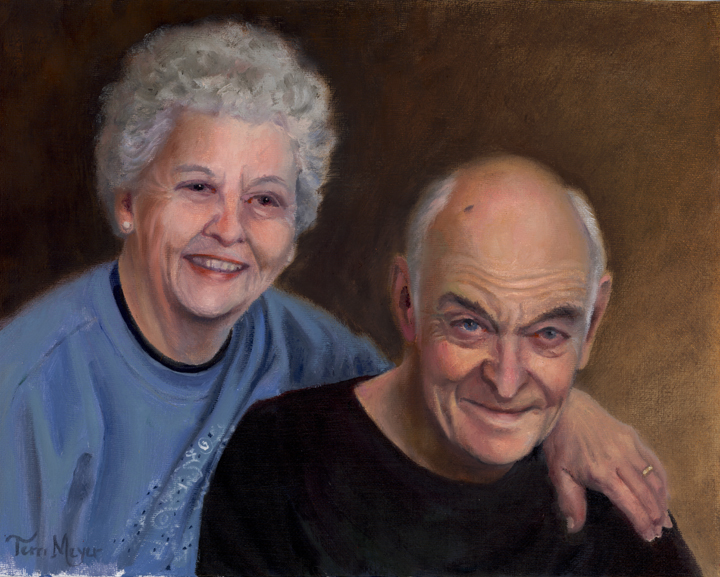 Realistic Oil Portrait of an elderly couple