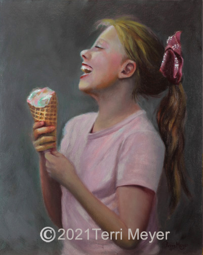 Portrait of a young girl eating ice cream by Terri Meyer