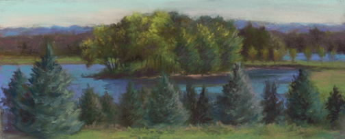 A landscape painting of the rural Ohio located at the Pine Tree Barn, Wooster Ohio