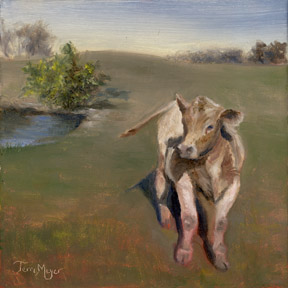 Cow in Pasture Painting
