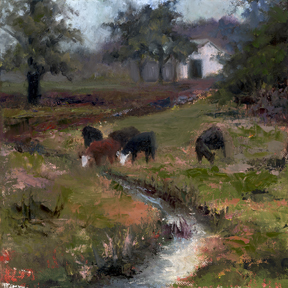 Landscape Painting of Cattle by Terri Meyer