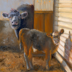 Painting of a Cow and a Calf