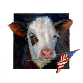 Patriotic Portrait of a Calf by Terri Meyer