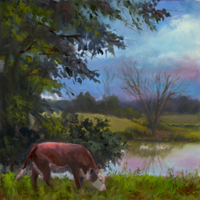 Oil Cow Painting byTeeri Meyer